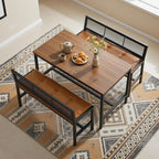 YATINEY Dining Bench, 39.4'' Kitchen Bench with Back, Dining Room Bench with PU Leather Upholstered Seat, Entryway Bench with Metal Legs for Dining Room, Entryway, Living Room, Black and Brown DB01BV