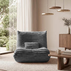 Bean Bag Chair for Adults, Giant Memory Foam Floor Sofa with Lumbar Pillow, Oversized Corduroy Beanbag Couch, Comfy Lounge Chair for Living Room, Bedroom, Apartment, Reading, Gaming, Gray