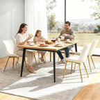 Dining Chairs Set of 2 PU Leather Armless Pearl White, Gold Legs | Fits Dining Rooms, Kitchens, Waiting room, Living rooms, Offices & Cafes, Easy to Clean Easy to assemble Adjustable Foot Pads