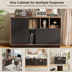 ModernMate 39" File Cabinet with Drawer, Office Storage Cabinet with Door | Home Office Printer Stand with Storage & Adjustable Shelves for Living Room, Entryway, Black Walnut