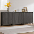 SICOTAS Sideboard Buffet Cabinet with Storage, Fluted Credenza Console Cabinet with Adjustable Shelves, Modern Coffee Bar Storage Cabinet for Kitchen, Living Room, Entryway, Black Oak, 3 PCS