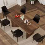 71 inch Rectangular Wood Dining Table for 6-8 People, Modern Fluted Pedestal Kitchen Table, Heavy Duty Waterproof Thickened Tabletop, Farmhouse Long Dinner Table for Home Restaurant, Walnut Brown