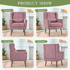 cinkehome Accent Arm Chairs for Living Room, Chenille Upholstered Mordern Armchair, Comfy Soft Padded Lounge Chair in Small Spaces, Bedroom, Pillow, Solid Wood Leg, Purple