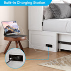 Mjkone 64" Width Queen Size Murphy Bed Cabinet with USB Charging Station, Guest Cabinets Bed with Large Drawers, Cube Cabinet Chest Beds for Bedroom, Home Office, Mattress Not Included, White