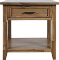 Jofran Acacia Wood Square End Table with Storage, Transitional Rustic Side Table for Living Room Bedroom, Accent Table, Wire Brush Brown