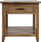 Jofran Acacia Wood Square End Table with Storage, Transitional Rustic Side Table for Living Room Bedroom, Accent Table, Wire Brush Brown
