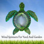 ISEO Turtle Wind Spinner for Yard and Garden, Hanging Outdoor Decor, Yard Art, Porch and Patio Decorations, Metal Wind Spinners Outdoor, Weather Resistant, 12”