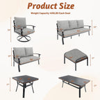 HOMREST Outdoor Couch Aluminum Patio Furniture Sofa, 3-Seat All-Weather Metal Outdoor Patio Furniture with Cushions, Grey