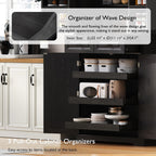 71" Tall Kitchen Pantry Cabinet with 3 Pull Out Organizers, Farmhouse Storage Cabinet with 6 Door Shelves,2 Drawers,Freestanding Cupboard for Kitchen Dining Room (Black-@01)