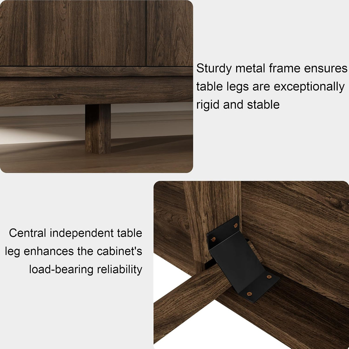 63'' Buffet Cabinet Sideboard with Storage, with 4 Doors, Brown