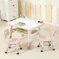 Kids Table and Chairs, Height Adjustable Toddler Table and 2 Chairs, Multi-Activity Kids Table Set with Graffiti Desktop, Built-in Storage, Ages 3-8