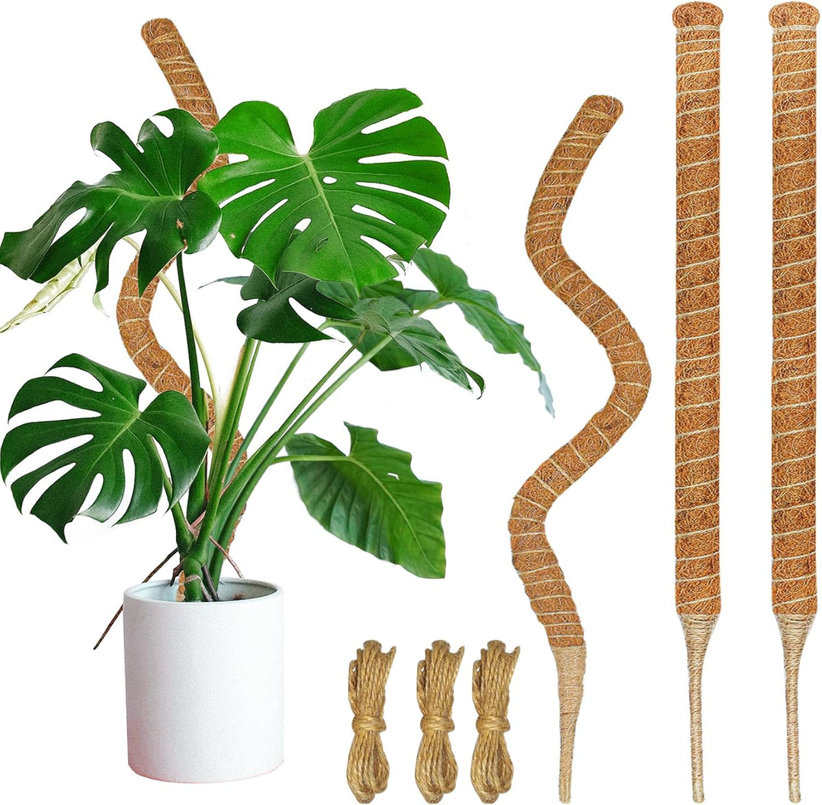 3 Pack Moss Pole, 26.8-Inch Moss Poles for Plants Monstera, Bendable Plant Support Stakes for Climbing Plants Indoor, Garden Trellis Plant Stick for Potted Plants, Pothos Philodendron