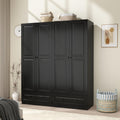 Armoire Wardrobe Closet with Drawer: Bedroom Wardrobe Closet for Hanging Clothes, Wood Cabinet for Clothes with Doors, Armoire with Shelves (Black, 63")