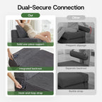 Convertible 4-in-1 Folding Sofa Bed Sleeper Chair Couch Foldable Chaise Lounger & Mattress Pocket Coils+Foam Fill Medium Support, No Assembly for Living Room/Bedroom, Full