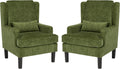 Garvee Wingback Accent Chair Set of 2, Mid-Century Chenille Reading Chair | High back design, 5.1 in spring + foam cushion, wood frame with metal backrest, lumbar pillow, 350 lb capacity
