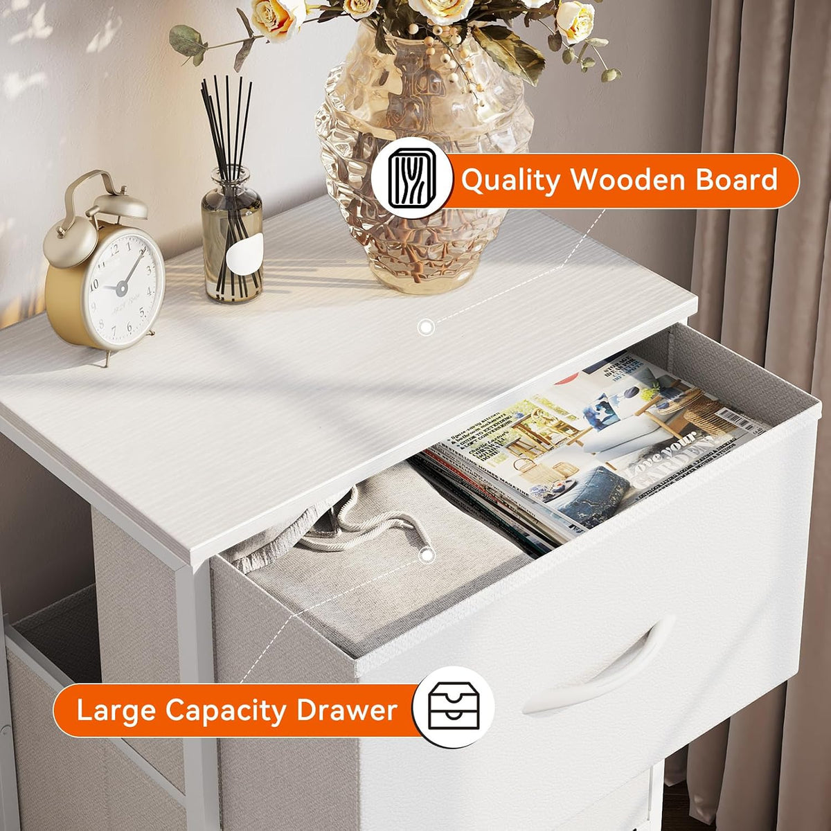 AODK Small Dresser for Bedroom Nightstand with 3 Storage Drawers, White | Chest of Drawers End Table for Living Room, Closet Dresser with 3 Storage Drawers Organizer Clothes