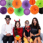 Black Purple Orange-Green Halloween Party-Decorations - 20pcs Paper Lanterns Fans,Tissue Pom Poms,Honeycomb Balls,Hotel Transylvania Hocus Pocus Birthday Baby Bridal Shower Wedding Decor Burgleda