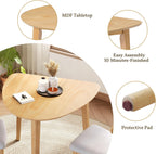 P PURLOVE Modern 3 Piece Table Set, Triangular Table and 2 Curved Wood Chairs for Living Room, Dining Room, Kitchen, Small Space, Minimalist Space-Saving (Natural)