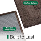 LUMI Ultra Soft Bathroom Rugs Non Slip with Rubber Backing, Absorbent Washable Bath Mat Quick Dry, Upgraded Premium Microfiber Plush Carpet for Bathtub and Shower Floor, Brown, 17x30