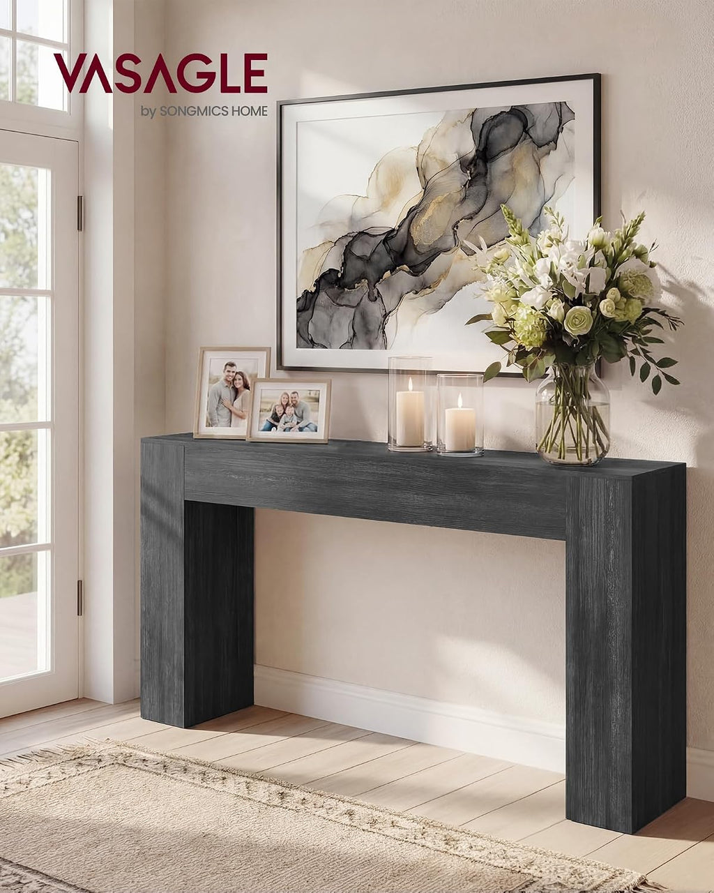 VASAGLE 63 Inches Entryway Table, Thick Tabletop Console Table, Farmhouse