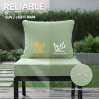 19x19 Inch Patio Chair Cushions Set of 2, Outdoor Furniture Cushions - Removable Cover, Water-Repellent, Fade-Resistant, Non-Slip Bottom & Straps, Replacement for Lawn, Porch & Deck Chair - Sage Green
