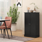 41" Black Kitchen Pantry Cabinet - Extra Storage, Double Doors, Adjustable Shelves