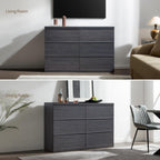 SICOTAS Fluted Buffet Cabinet with Storage, 3-Drawer Sideboard Cabinet, Modern Mid-Century Coffee Bar Cabinet for Living Room, Entryway, Kitchen