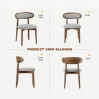 Dining Chairs Set of 4, Upholstered Farmhouse Dining Room Chairs with Soild Wood Legs, Modern Fabric Kitchen Chairs with Ergonomic Curved Backrest, Gray