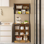 VECELO 72in Tall Kitchen Pantry Cabinet with Doors and Shelves, Large Freestanding Storage Cupboard with Countertop Hutch for, Oak