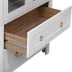 71" Tall Arched Kitchen Pantry Cabinet, Modern Farmhouse Freestanding Food Storage Cabinet with 2 Large Drawers & Adjustable Shelves, Glass Door Wood Cupboard for Kitchen & Dining Room,White