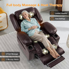 Triple Motor Large Power Lift Recliner Chair for Elderly with Heat and Massage, Lay Flat Lift Chairs for Seniors Infinite Position, Extended Footrest, USB Ports (Dark Brown)