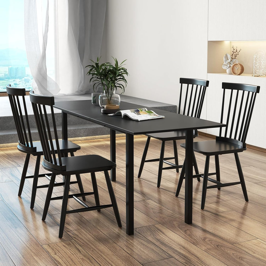 KOTEK Windsor Dining Chairs Set of 4, Wooden Kitchen Chairs with Spindle Back & Wide Seat, 400 LBS Weight Capacity, Armless Side Chairs for Dining Room, Living Room
