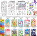 ZMLM 24 Activity Books Party Favors for Kids - Bulk 24 Colored Pencils Mini Coloring Books for Kids 4-8 8-12 Birthday Goodie Bags Stuffers Return Gifts Classroom School Game Prizes Travel(Classic)