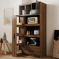 Tall Kitchen Pantry Cabinet with Microwave Stand, Walnut Coffee Bar Cabinet with Drawer, Pull-Out Storage Shelves and Aluminum Frame Glass Doors, Freestanding Food Hutch for Kitchen and Dining Room