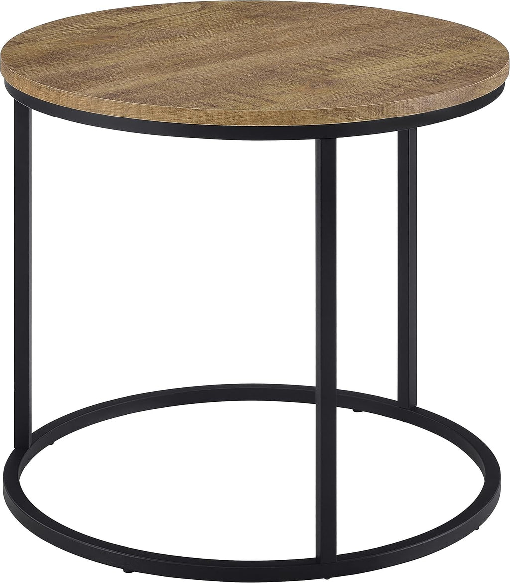 Coaster Home Furnishings - Lainey - Wood and Metal - End Table with Round Top, Open Metal Base and Rustic Style - Living Room - 23-Inch - Mango - 736037