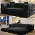 78.8" Convertible Futon Sofa Bed, Couch for Living Room | Corduroy Loveseat Sleeper Sofa, Modular Futon Couch with Storage Pocket, Pull Out Couch No Assembly | Black