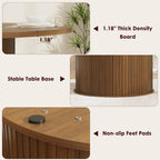 Garvee 47 Inch Round Dining Table for 4, Kitchen Table Dinner Table with 2-Layer Storage Shelf and Wood Slide Door for Home Dining Room Living Room