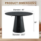 Black Round Dining Table for 4-6, Modern Wood Kitchen Table, 45" Circle Dining Table with Pedestal for Kitchen,Living Room,Apartment,Restaurant,Small Spaces