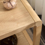 SAFAVIEH Home Collection - Omara Square Side Table, Natural Brown Wood with Lower Shelf (ACC2318A)