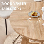 47" Round Dining Table for 4 6 People, [Fanned Base] [1.38" Thick Top] Farmhouse Wood Kitchen Table for Dining Living Room Home, Natural