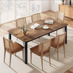 78.7" Industrial Rectangle Dining Table for 6-8 People, Modern Wood Dinner Table, Retro Style Dining Table for Kitchen & Dining Room, Sturdy Metal Frame (Table Only)