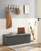 SONGMICS Mazie Collection - 43 Inches Ottoman Storage Bench, 35 Gal. Folding Chest with Breathable Linen-Look Fabric, Load up to 660 lb, for Entryway, Living Room, Bedroom, Dark Gray ULSF077G04