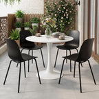 LSSBOUGHT Modern Dining Chairs Set of 4, Mid-Century Plastic Kitchen Chairs with Metal Legs, Comfortable Armless Side Chairs for Dining Room, Kitchen, Living Room & Small Spaces (Black)