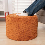 Fluffy Round Ottoman Pouf,Foot Stool Ottoman,Foot Rest,Burnt Orange,20x14In | All-in-One Foam Pouf,Ottoman Coffee Table,Couch Footrest,Footrest for Chair,Remov. Cover,Perfect for Living Room,Bedroom Dorm