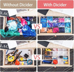 40Pcs Drawer Dividers, Adjustable Drawer Organizer for Socks, Underwear, Makeup, Can Help Tidy Kitchen, Bedroom, Dresser Black