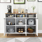 Giantex Sideboard Cabinet - 47” Buffet Cabinet with Storage Compartments, Countertop, 3 Doors Kitchen Cabinets, Modern Furniture for Living Room, Entryway, Coffee Bar (White & Natural)