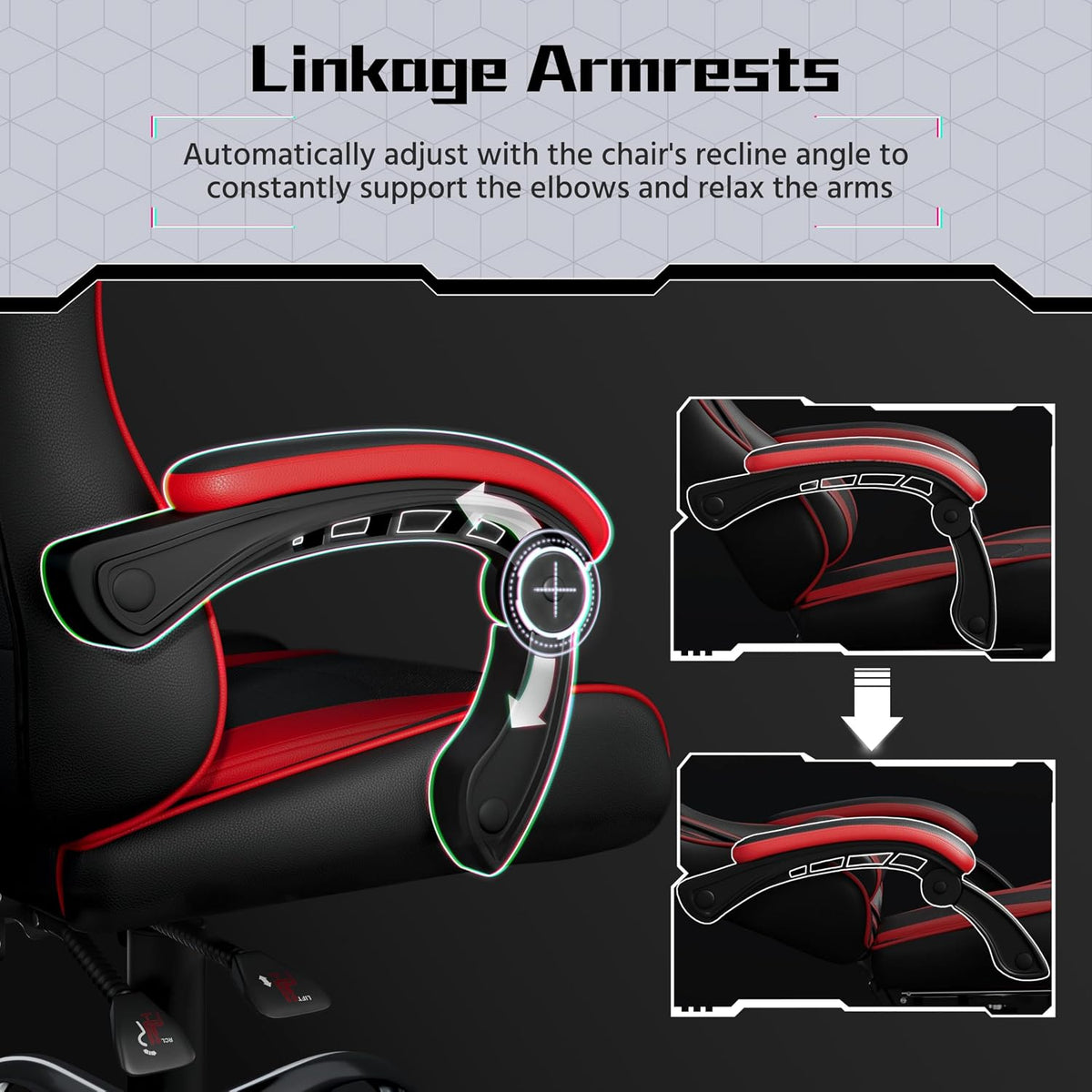 Yaheetech Gaming Chair with Massage Lumbar Pillow High Back Reclining Red | PU leather racing seat with thick foam padding, massaging lumbar cushion, headrest, and steady recline for all-day comfort.