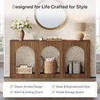 Tribesigns 70.9" Console Table with Storage, Wood Entryway Entry Table with 3 Arched Shelves for Foyer, Hallway, Living Room, Behind Couch Sofa, Narrow Long, Brown