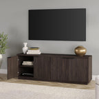 Henn&Hart 70" TV Stand for TVs up to 78", Rich Brown | Elegant ribbed doors, adjustable shelves, and cable cut-outs create stylish, clutter-free storage for any room