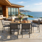 Elountik Set of 6 Heavy Duty Outdoor Patio Chairs, All Weather Textilene Mesh, Metal Frame, 350lb Capacity, Grey